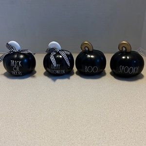 Rae Dunn Black Wooden Mini Halloween Pumpkins